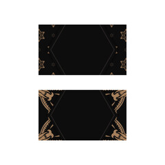 Business card in black with mandala brown pattern for your brand.