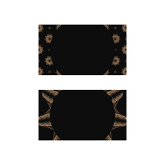 Black business card template with vintage brown pattern for your contacts.