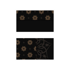 Business card template in black with Indian brown ornaments for your business.
