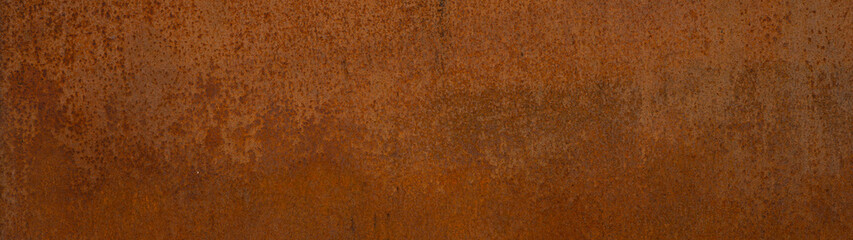 Grunge weathered rusty orange brown metal corten steel stone background rust texture pattern design banner panorama - obrazy, fototapety, plakaty