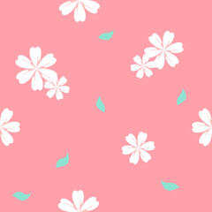 white cute flower seamless in pink background for fabric pattern