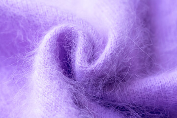 紫のふわふわアンゴラニット地のテクスチャ　パープルのパターン