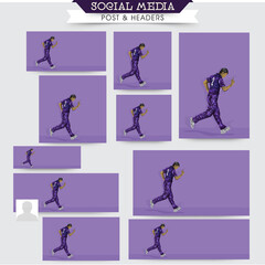 Social Media Post Collections of a Cricket Player or Bowler in Team Jersey Celebrating with Copy Space for Your Message. Pixel Art Detailed Character Illustration.