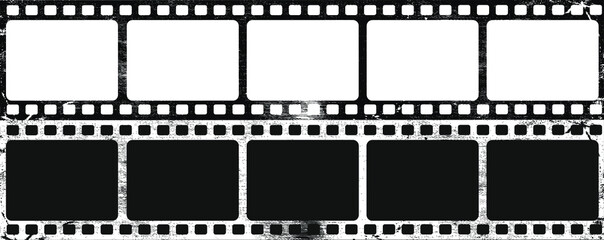 Grunge film strips collection. Old retro cinema movie strip. Video recording. Vector illustration.
 - obrazy, fototapety, plakaty