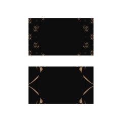 Business card template in black color with a luxurious brown ornament for your contacts.