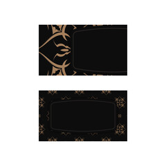 Black business card with luxurious brown pattern for your business.