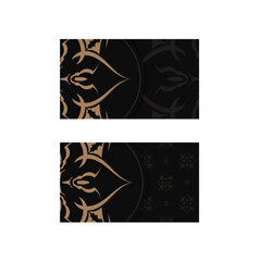 Black business card with a luxurious brown pattern for your contacts.