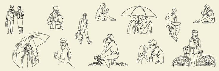 Decorative diverse women's men's body pattern frame border background. Multiethnic team group crowd community. Hand drawn grunge line drawing doodle black and white vector illustration poster.