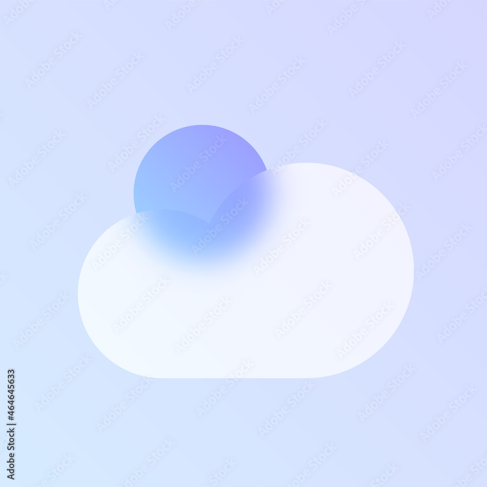 Poster cloud glass morphism trendy style icon. cloud color vector icon with blur, transparent glass and pur