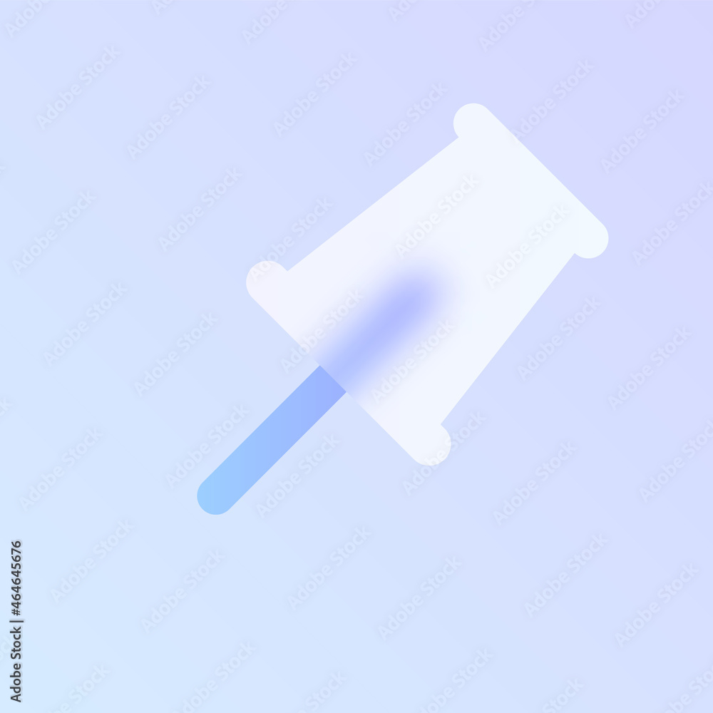 Poster pin glass morphism trendy style icon. push pin color vector icon with blur, transparent glass and pu