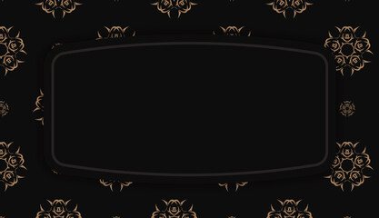 Baner of black color with abstract brown ornament for design under your logo or text