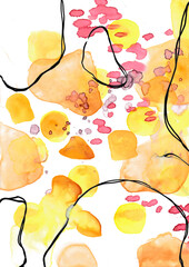 Abstract Painted Background, Watercolor Shapes