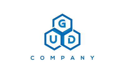 GUD three letters creative polygon hexagon logo