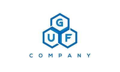 GUF three letters creative polygon hexagon logo