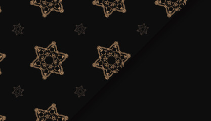 Black background with vintage brown ornament for design under the text
