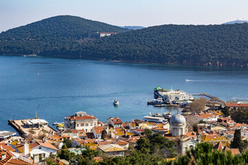 Scenic view of the Burgaz Island in the Sea of Marmara, Turkey
