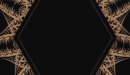 Black background with vintage brown ornaments and place for logo or text