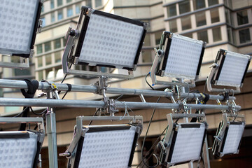 Ramp of led projectors in the city 