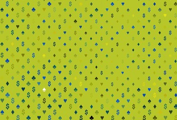 Dark blue, yellow vector pattern with symbol of cards.