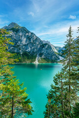 Famous Lake Prags in the italian dolomite alps