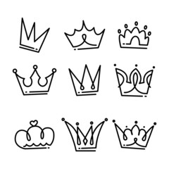 Hand drawn doodle crowns