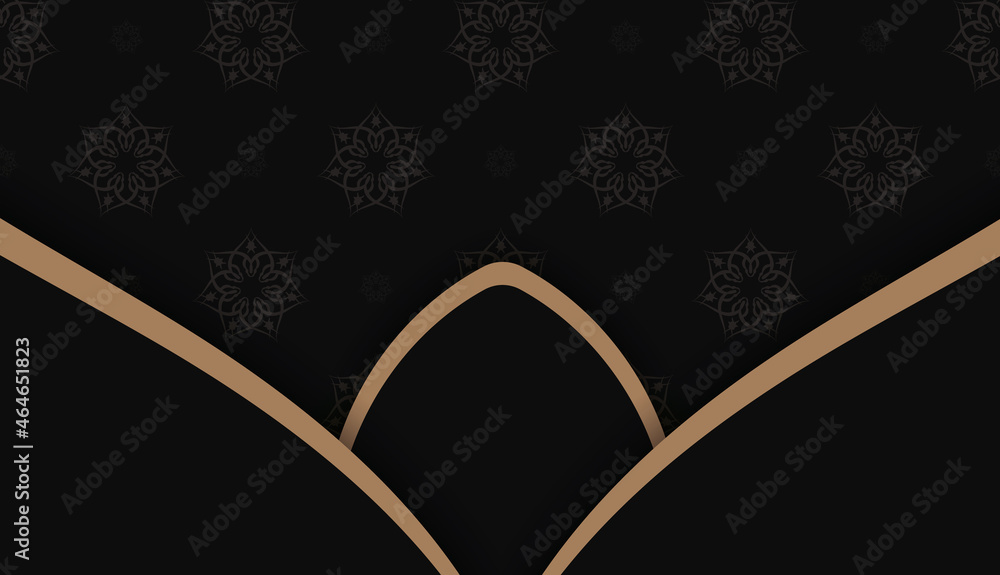 Wall mural black background with indian brown pattern for design under your logo or text