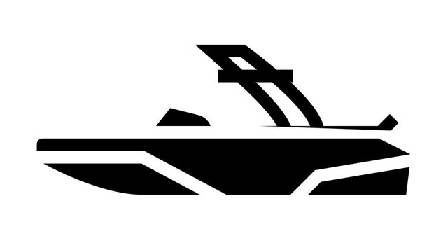 Boat Water Transportation Types black line animation. Runabout And Catamaran, Fishing And Bowrider, Motor Yacht And Cabin Cruiser Boat