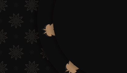 Black banner template with vintage brown ornament and place for text