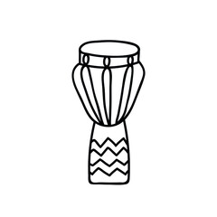 Single hand drawn traditional African drum. Doodles vector illustration. Isolated on a white background. Kwanzaa style