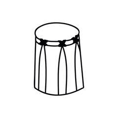 Single hand drawn traditional African drum. Doodles vector illustration. Isolated on a white background. Kwanzaa style