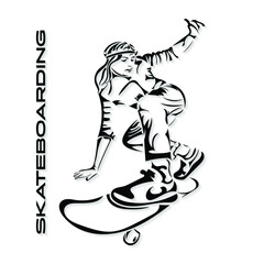 Skateboarder isolated vector illustration. Skateboarder black and white logo. Good for sticker, banner, logo, flyer, background, ad, card