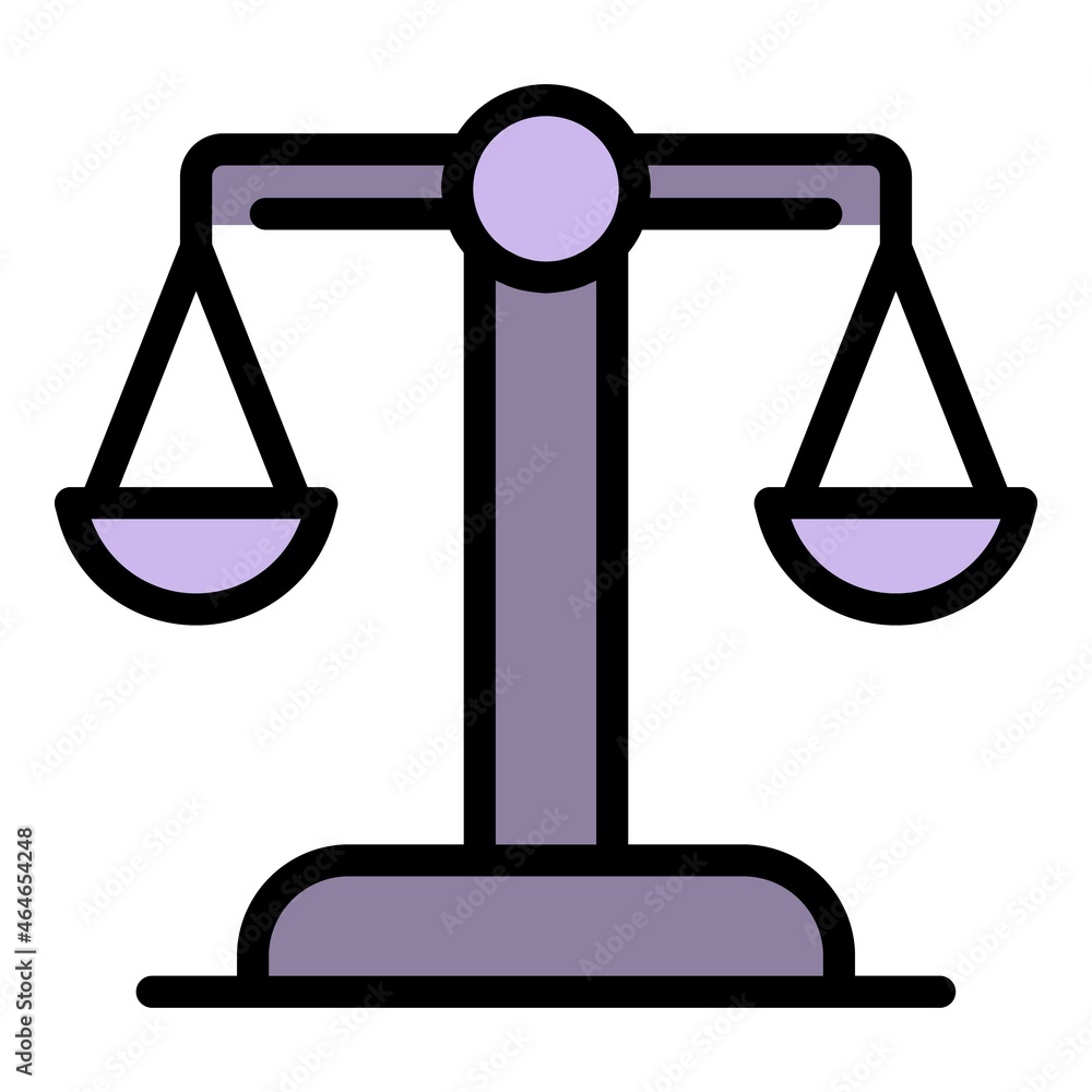 Poster judge balance icon. outline judge balance vector icon color flat isolated