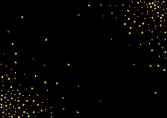 Yellow Border Star Design. Wedding Confetti Illustration. Golden Spark Blur Texture. Dark Glitter Pattern. Gradient Night Background