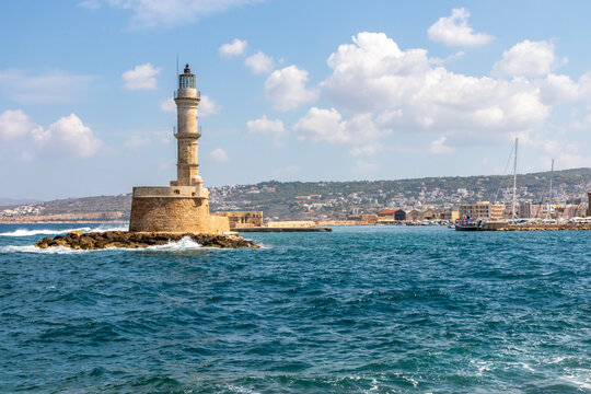 Lighthouse at the entrance to the old Venetian Harbour,