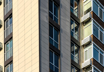 Facade of a new apartment building. Housing construction

