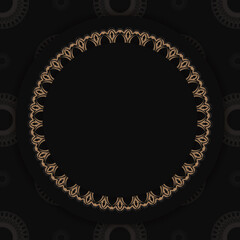 Black postcard with brown mandala pattern prepared for printing.