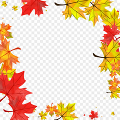 Ocher Leaf Background Transparent Vector. Leaves Season Illustration. Green Down Foliage. September Plant Design.