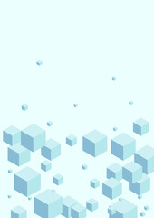 Sky Blue Cubic Background Blue Vector. Block Flow Template. Gray Geometric Network Design. Data Illustration. Monochrome Symbol Polygon.