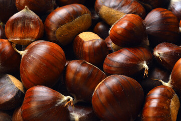 Texture of Chestnutsin flat lay angle