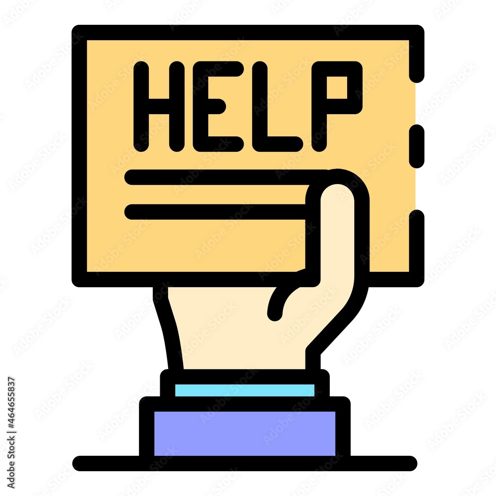 Poster help service center icon. outline help service center vector icon color flat isolated