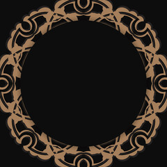 Black postcard with abstract brown ornament ready for printing.