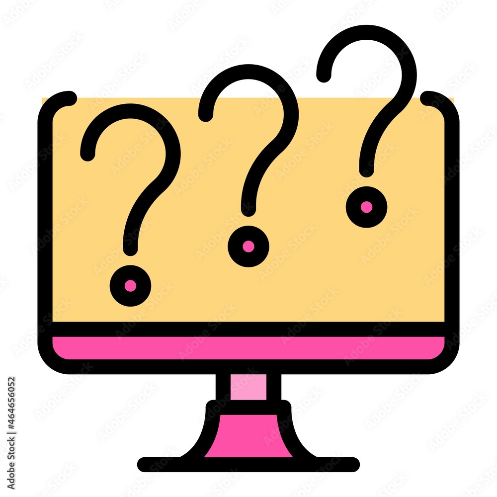 Poster broken computer monitor icon. outline broken computer monitor vector icon color flat isolated
