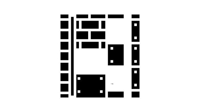 Mineral Wool Material glyph icon animation. Glass And Basalt Mineral Wool, Thermal And Noise Insulation, Fire Resistance And Strength