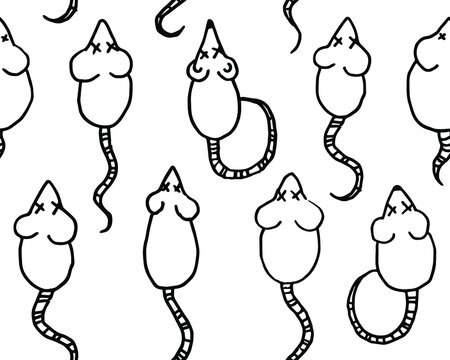 Seamless pattern with dead doodle mice