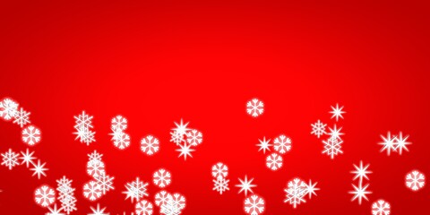 Red Christmas background with glowing snowflakes and place for text. Christmas concept, illustration for the site. 3D render.