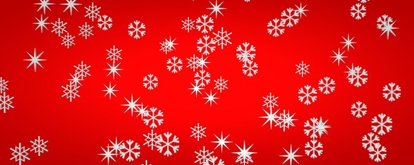 Red Christmas background with glowing snowflakes. Christmas concept, illustration for the site. 3D render. 