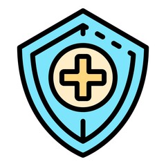 Medical shield icon. Outline medical shield vector icon color flat isolated