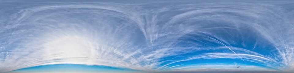 Seamless 360 degree spherical panorama of the morning cloudy sky. Ready for use in 3D graphics as...