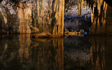 View of Neptune Cave, ancient cave in Alghero, Sardinia, Italy