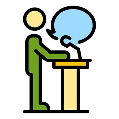 Speaker stand icon. Outline speaker stand vector icon color flat isolated